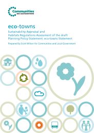 Eco-towns - sustainability appraisal and habitats regulations assessment of the draft planning policy statement: eco-towns. Statement