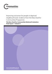 Improving outcomes for people in deprived neighbourhoods: evidence from the new deal for communities programme. The new deal for communities national evaluation: final report - volume 4