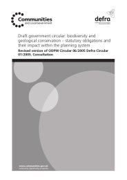 Draft government circular: biodiversity and geological conservation - statutory obligations and their impact within the planning system. Revised version of ODPM Circular 06/2005, DEFRA Circular 01/2005 - consultation