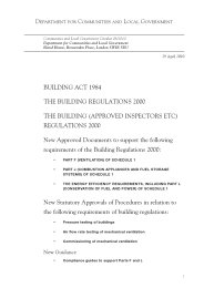 Building act 1984. The Building regulations 2000. The Building (approved inspectors etc.) regulations 2000. New Approved Documents to support the following requirements of the Building Regulations 2000