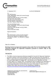 Building control by Approved Inspectors (AIs) under Part II of the Building act 1984 insurance schemes for Approved Inspectors pursuant to section 47(6) of the Building act 1984