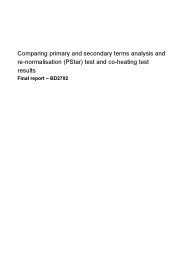 Comparing primary and secondary terms analysis and re-normalisation (PStar) test and co-heating test results. Final report: BD2702