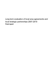 Long term evaluation of local area agreements and local strategic partnerships 2007-2010 - final report