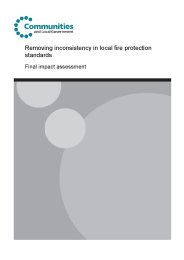 Removing inconsistency in local fire protection standards: final impact assessment