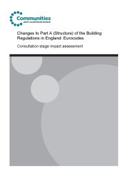 Changes to Part A (Structure) of the Building Regulations in England: Eurocodes: consultation stage impact assessment