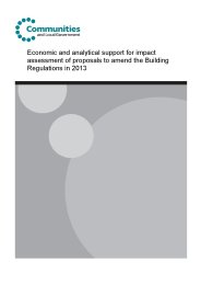 Economic and analytical support for impact assessment of proposals to amend the Building Regulations in 2013