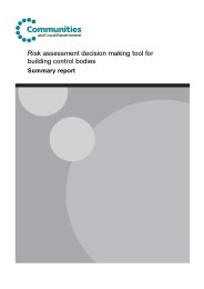 Risk assessment decision making tool for building control bodies: summary report