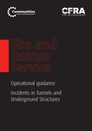Fire and rescue service operational guidance. Incidents in tunnels and underground structures