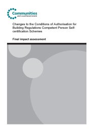Changes to the conditions of authorisation for Building Regulations competent person self-certification schemes: final impact assessment