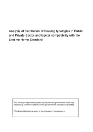 Analysis of distribution of housing typologies in public and private sector and typical compatibility with the Lifetime home standard