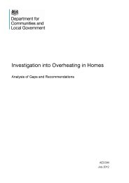 Investigation into overheating in homes. Analysis of gaps and recommendations