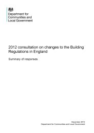 2012 consultation on changes to the Building Regulations in England. Summary of responses