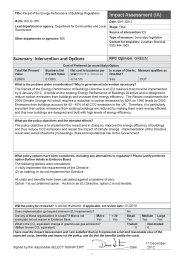 Recast of the Energy performance of buildings regulations (impact assessment)