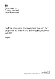 Further economic and analytical support for proposals to amend the Building Regulations in 2013