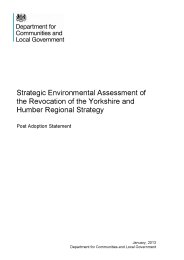 Strategic environmental assessment of the revocation of the Yorkshire and Humber regional strategy - post adoption statement