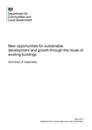 New opportunities for sustainable development and growth through the reuse of existing buildings - summary of responses