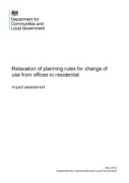 Relaxation of planning rules for change of use from offices to residential - impact assessment