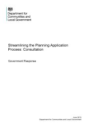 Streamlining the planning application process - consultation: Government response