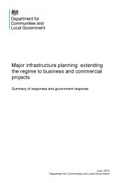 Major infrastructure planning - extending the regime to business and commercial projects: summary of responses and government response