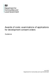 Awards of costs - examinations of applications for development consent orders: guidance