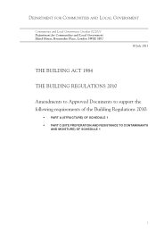 Building act 1984. The Building regulations 2010. Amendments to Approved Documents to support the following requirements of the Building regulations 2010: Part A (Structure) of Schedule 1 - Part C (Site preparation and resistance to contaminants and moisture) of Schedule 1