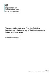 Changes to Parts A and C of the Building Regulations - Referencing of British Standards based on Eurocodes - Impact assessment