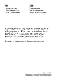 Consultation on registration of new town or village greens - proposed amendments to schedule 1A (exclusion of right under section 15) to the Commons Act 2006: summary of responses and Government response