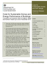 Code for sustainable homes and Energy performance of buildings: cumulative and quarterly data for England, Wales and Northern Ireland up to end of December 2013