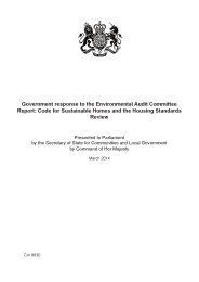 Government response to the Environmental Audit Committee report: code for sustainable homes and the housing standards review. Cm 8830