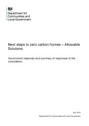 Next steps to zero carbon homes - allowable solutions: Government response and summary of responses to the consultation