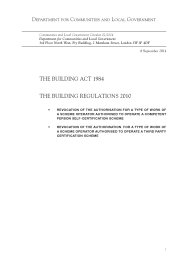 Building act 1984. The Building regulations 2010. Revocation of the authorisation for a type of work of a scheme operator authorised to operate a competent person self-certification scheme. Revocation of the authorisation for a type of work of a scheme operator authorised to operate a third party certification scheme