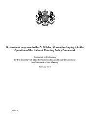 Government response to the CLG select committee inquiry into the operation of the national planning policy framework. Cm 9016
