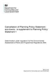 Cancellation of planning policy statement: eco-towns - a supplement to planning policy statement 1. Determination under regulation 9 of the environmental assessment of plans and programmes regulations 2004
