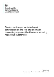 Government response to technical consultation on the role of planning in preventing major-accident hazards involving hazardous substances