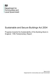 Sustainable and secure buildings act 2004. Progress towards the sustainability of the building stock in England: fifth parliamentary report