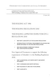 Building act 1984. The Building regulations 2010. The Building (approved inspectors etc.) regulations 2010. New Part Q (Security) in the Building Regulations. Introduction of optional requirements on access and water efficiency in the Building Regulations. New and extended competent person self-certification schemes (title continues in document history)