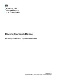 Housing standards review - final implementation impact assessment