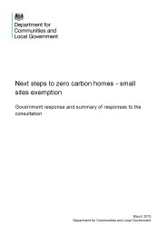 Next steps to zero carbon homes - small sites exemption. Government response and summary of responses to the consultation