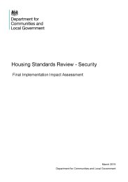 Housing standards review - Security: Final implementation impact assessment