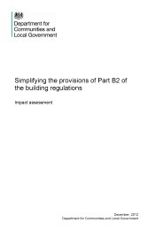 Simplifying the provisions of Part B2 of the Building Regulations - impact assessment