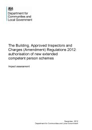 Building, approved inspectors and charges (amendment) regulations 2012: authorisation of new extended competent person schemes - impact assessment