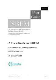 User guide to iSBEM: an interface for SBEM (Simplified Building Energy Method): Part of the National Calculation Methodology: SBEM for assessing the Energy performance of buildings. (iSBEM version 4.1.e) (for Office 2007). Northern Ireland. 28 January 2013
