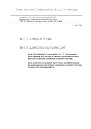 Building act 1984. The Building regulations 2010. New requirement R1 in Schedule 1 to the Building regulations 2010 (physical infrastructure for high-speed electronic communications networks). New Approved Document R (physical infrastructure for high-speed electronic communications networks) to support Requirement R1
