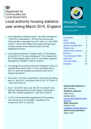 Local authority housing statistics: year ending March 2015, England