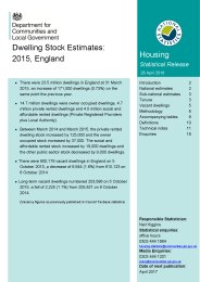 Dwelling stock estimates: 2015, England
