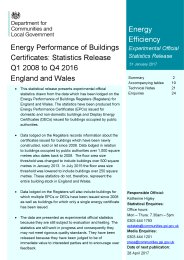 Energy performance of buildings certificates: Statistics release Q1 2008 to Q4 2016 England and Wales