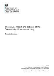 Value, impact and delivery of the community infrastructure levy - technical annex