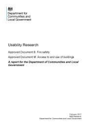 Usability research - Approved Document B: Fire safety. Approved Document M: Access to and use of buildings. A report for the Department of Communities and Local Government