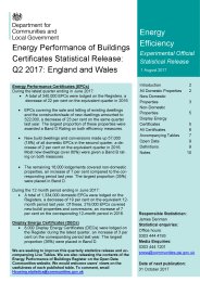Energy performance of buildings certificates statistical release: Q2 2017: England and Wales