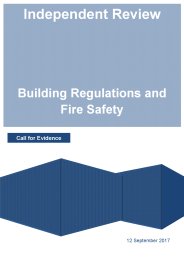 Independent review. Building Regulations and fire safety. Call for evidence